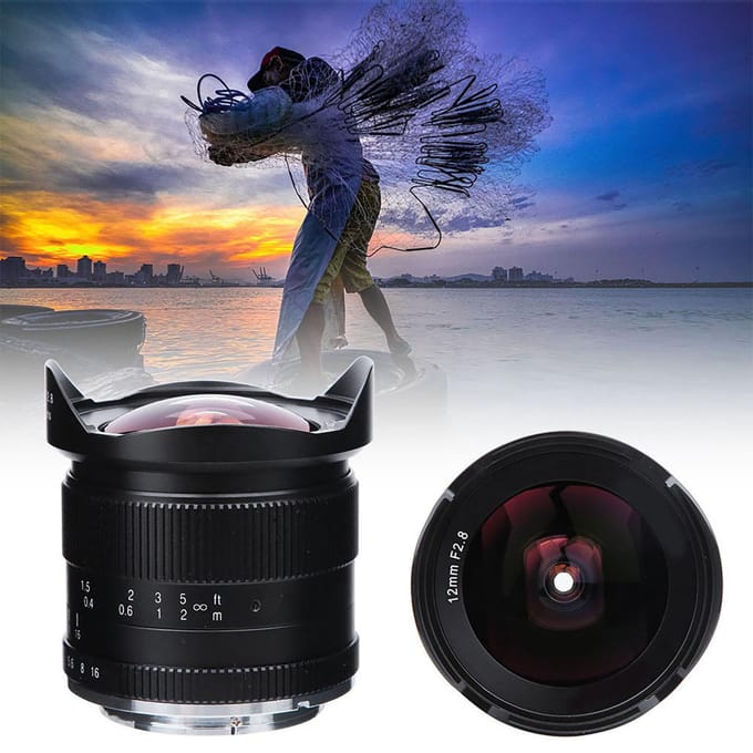 12mm F2.8 APSC Groothoek Handmatige Vaste Lens voor M43-vatting black