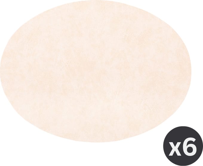 Placemat TROJA - SET/6 - ovaal - kunstleer - 33x45 cm, crème