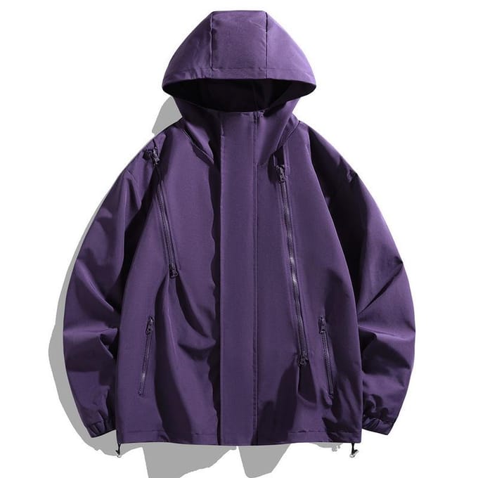 Lente Koppels Eenvoudige en Modieuze Buiten Casual Met Capuchon Drie-proof Multi-rits Jas 5XL groen