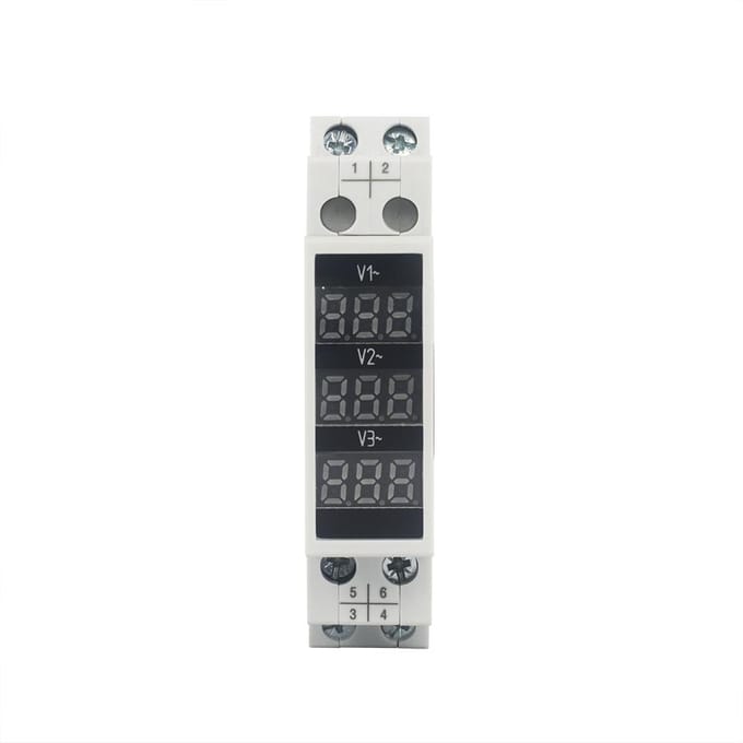 80~500V driefasige 35mm DIN-rail montage spanningsmeter modulaire voltmeter meter 3 LED digitaal display wit