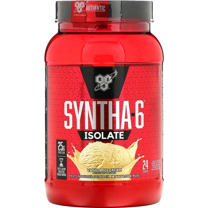 BSN, Syntha-6 Isolate, Mélange pour Boisson Poudre de Protéines, Glace à la Vanille, 2,01 livres (912 g)