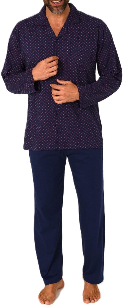 Herenpyjama met lange mouwen en doorknoopsluiting, ook in oversizes