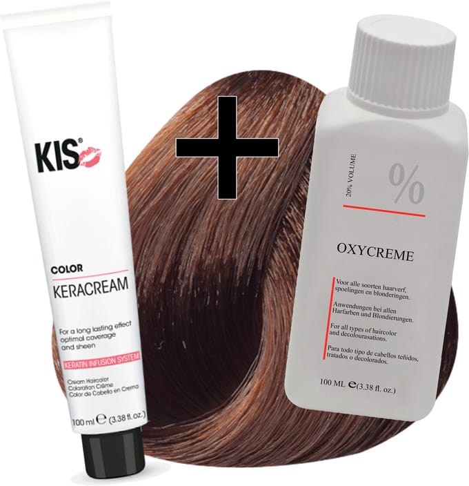 KIS haarverfset - 6CB Donker chocolade blond  - haarverf & waterstofperoxide