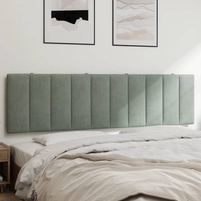 vidaXL - Hoofdbordkussen - "Hanko" - 180 - cm - fluweel - lichtgrijs