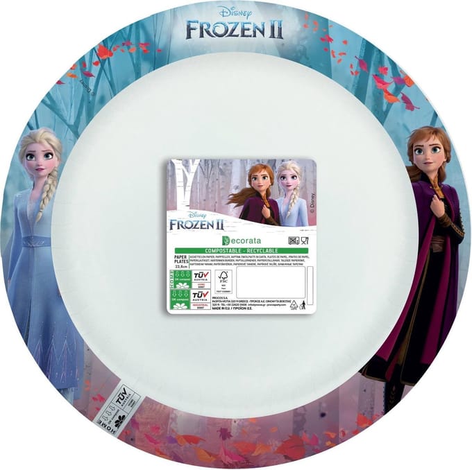 Folat - Borden (papier) - Papier Composteerbaar Frozen 2 24 cm - 8 stuks