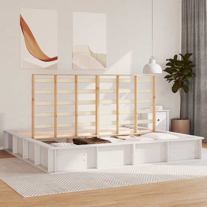 vidaXL - Bedframe - Wit - 180 - x - 200 - cm - Massief - grenenhout