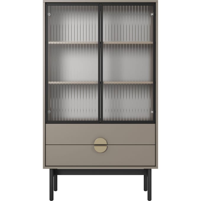 Selsey Stoon - Vitrinekast 3 planken - Beige/Cappuccino