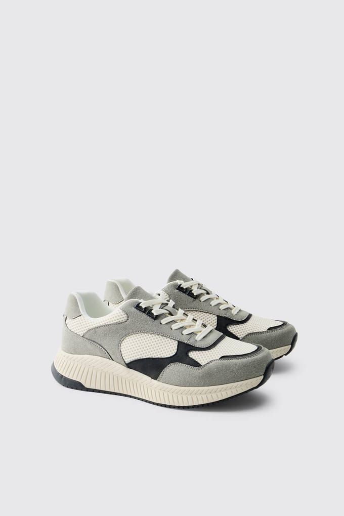 Runner Sneaker Met Contrasterende Mesh Panelen | Charcoal | Size 41