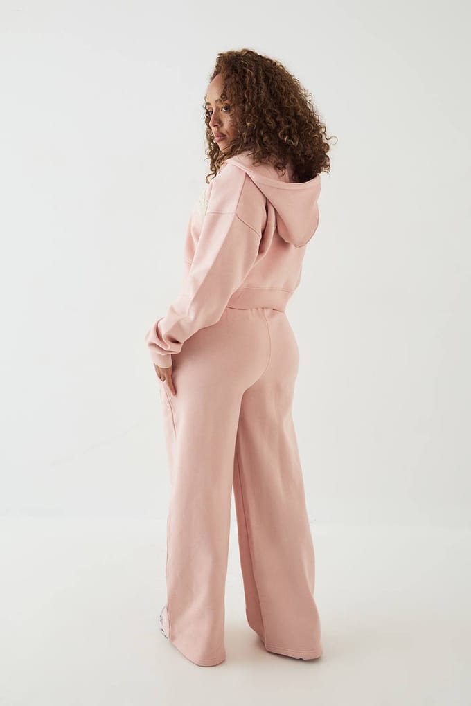 Dames DSGN Studio Badstof Applique Rechte Pijp Jogger | Lichtroze | Maat: 2XL