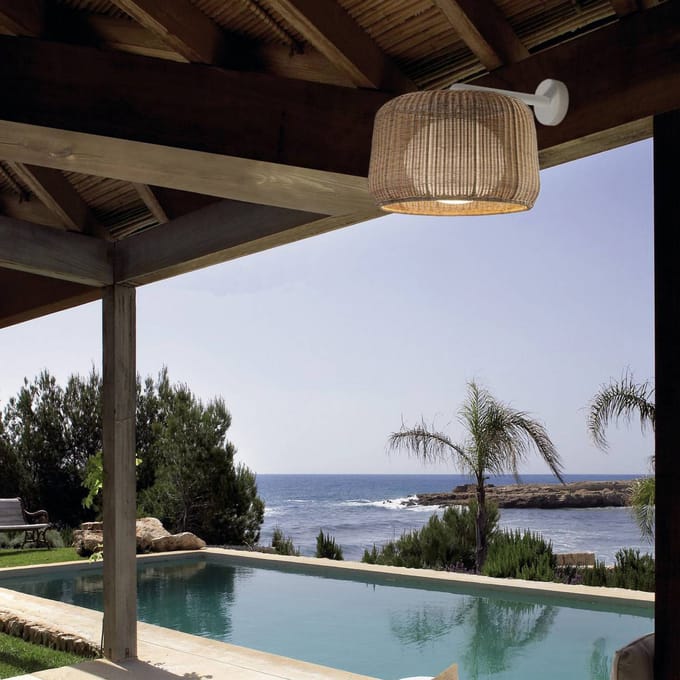 Bover LED buiten wandlamp Fora A, natuurlijk wit/beige, Ø 50 cm