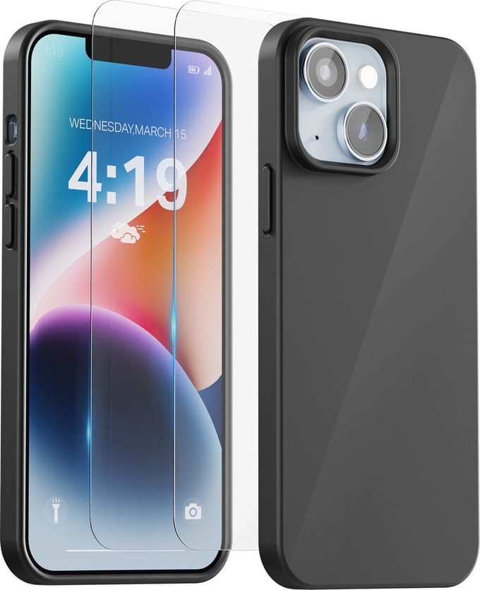 Hoesje geschikt voor iPhone 13 Mini Zwart - 2x screenprotector - beschermglas screen protector- Anti Shock case