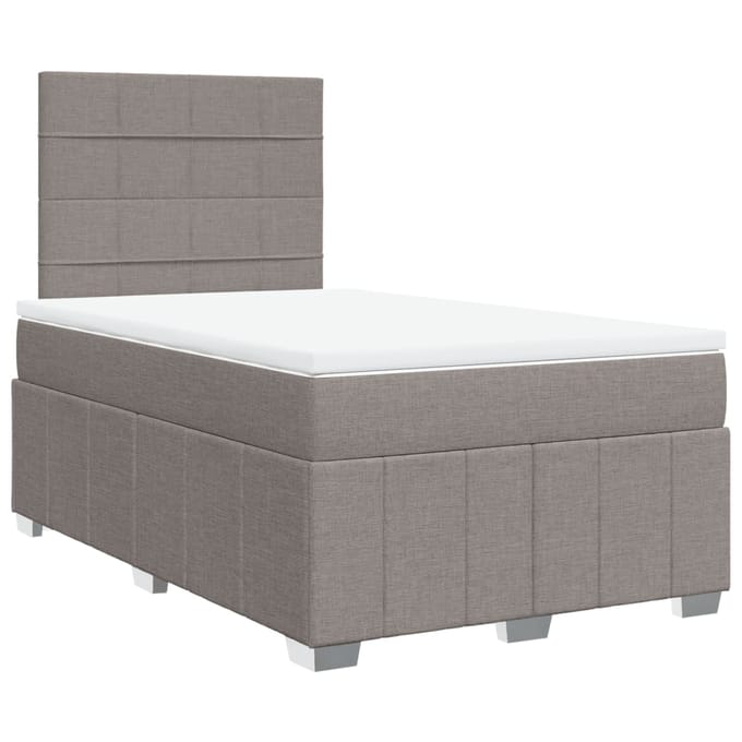 vidaXL - Boxspring - met - matras - stof - taupe - 120x200 - cm