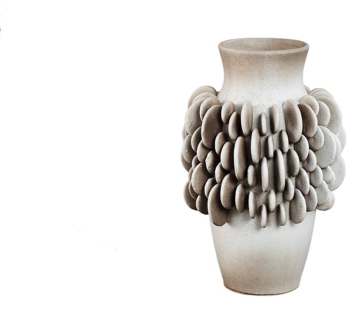 PTMD Wina Beige Ceramic Vase With Round Scales High S