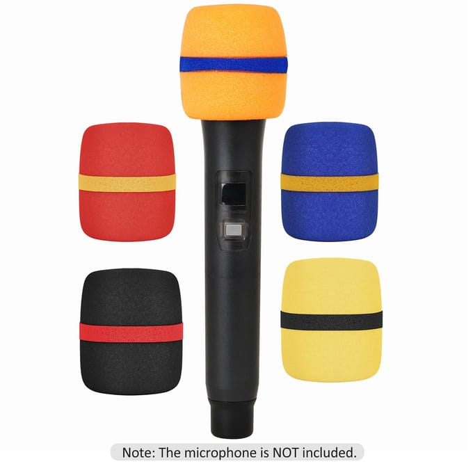 5-pack dik schuim microfoonhoes handmicrofoon voorruit kleurrijke microfoon sponshoes voor karaoke DJ podiumoptreden veelkleurig