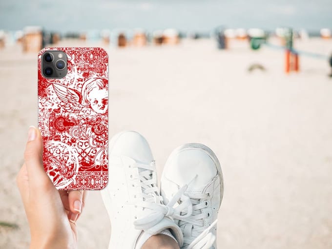 Silicone Back Case Apple iPhone 11 Pro Max Angel Skull Rood