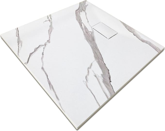 Mawialux douchebak - SMC leisteen - Marmer Wit - 90x90cm