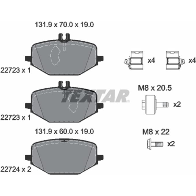 Remblokset TEXTAR 2272301, achter