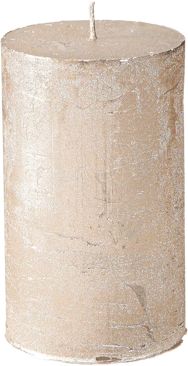 Platinakleurige pilaarkaarsen, 60x100mm, set van 4 - Lange brandduur,
