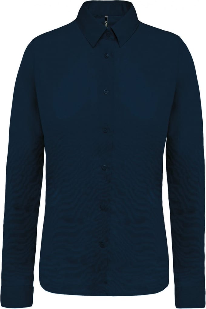 Kariban Damesblouse in popeline met lange mouwen K510 - Navy - S