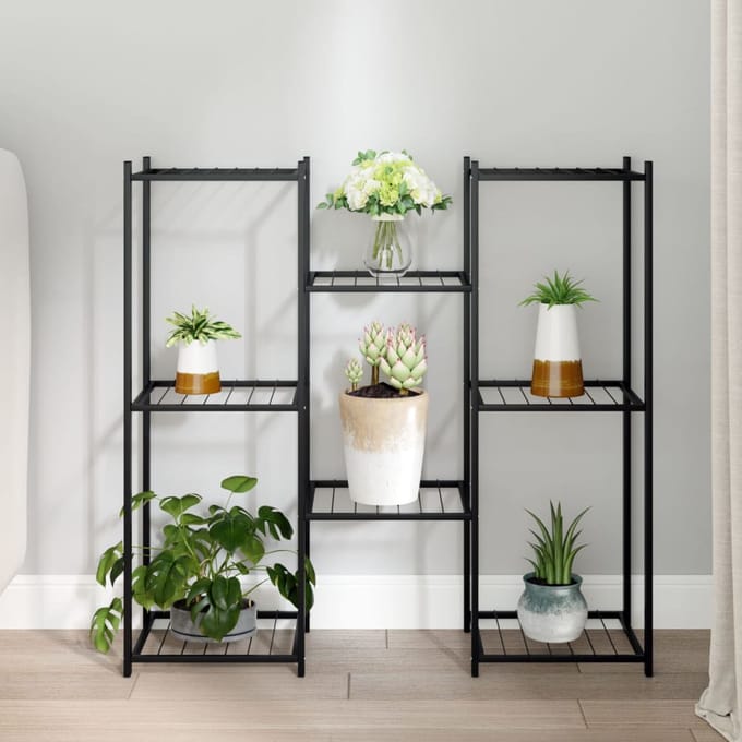 vidaXL - Bloemenstandaard - 83x25x80 - cm - ijzer - zwart