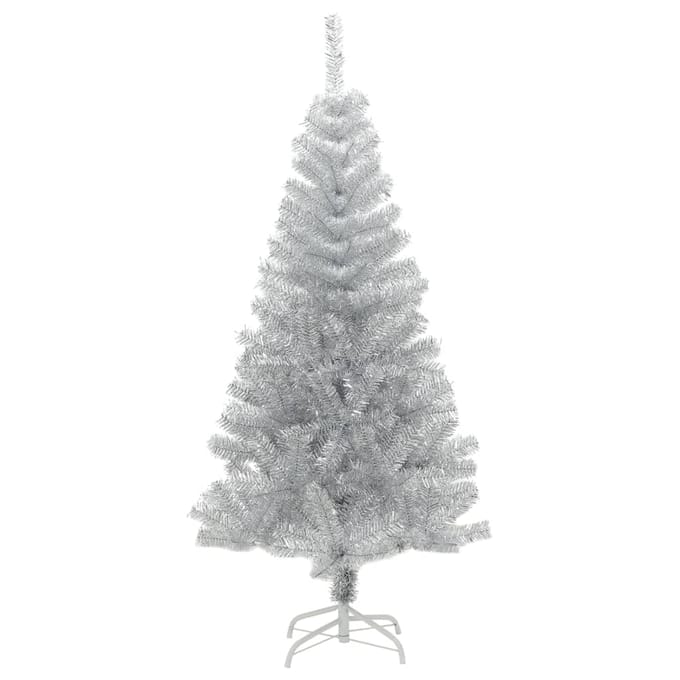 vidaXL - Kunstkerstboom - met - standaard - 120 - cm - PET - zilverkleurig