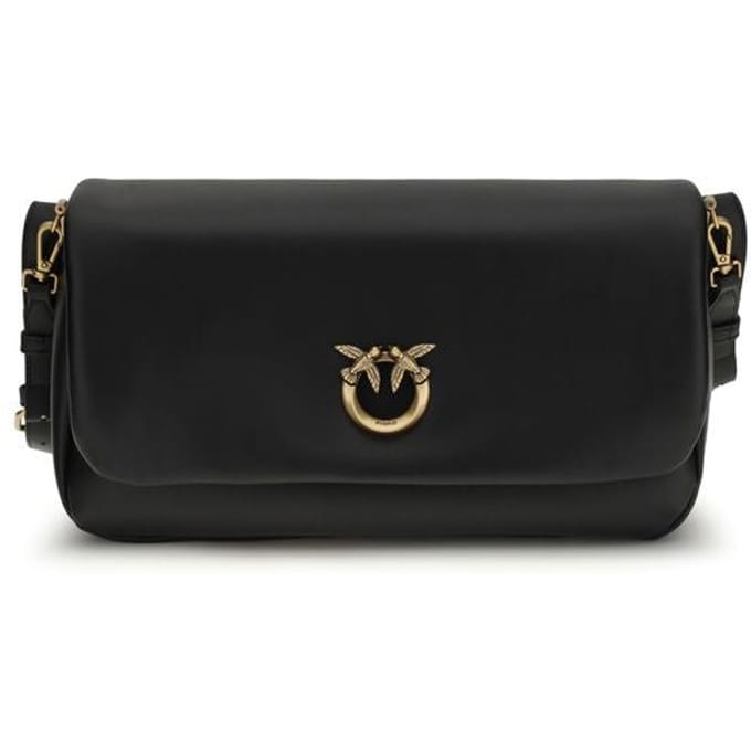 PINKO Click Soft Classic Schoudertas Leder 32 cm - Dames - nero gold