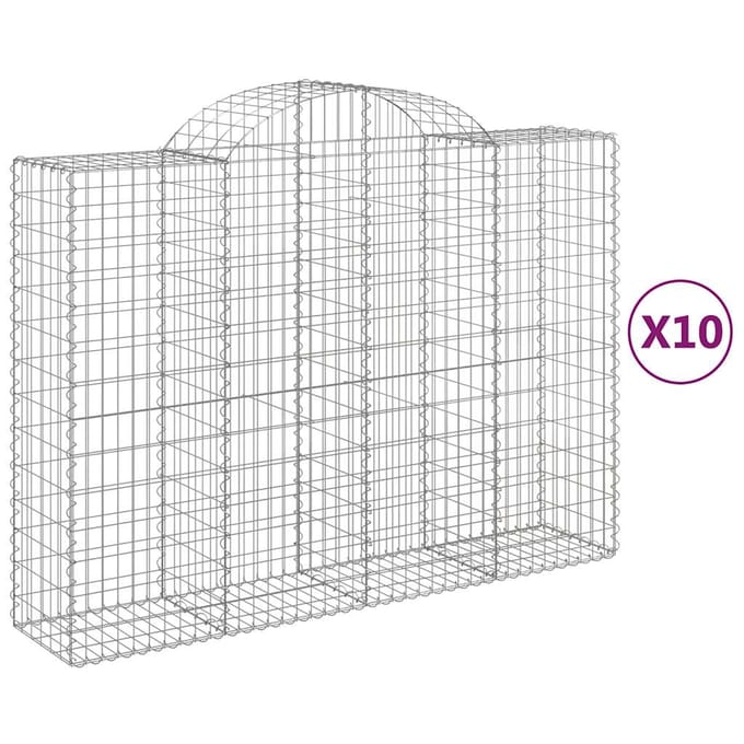 vidaXL - Schanskorven - 10 - st - gewelfd - 200x50x140/160 - cm - ijzer