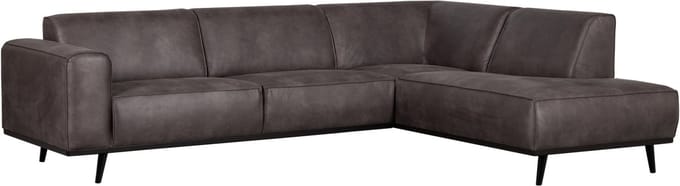 WOOOD Statement Hoekbank Rechts - Lederlook - Donkergrijs - 77x274x210