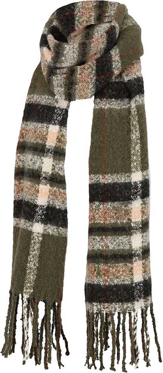 Sarlini - Sjaal dames - Sjaals - Winter - Gestreept - Gebreid - 200 x 45 cm - Kaki