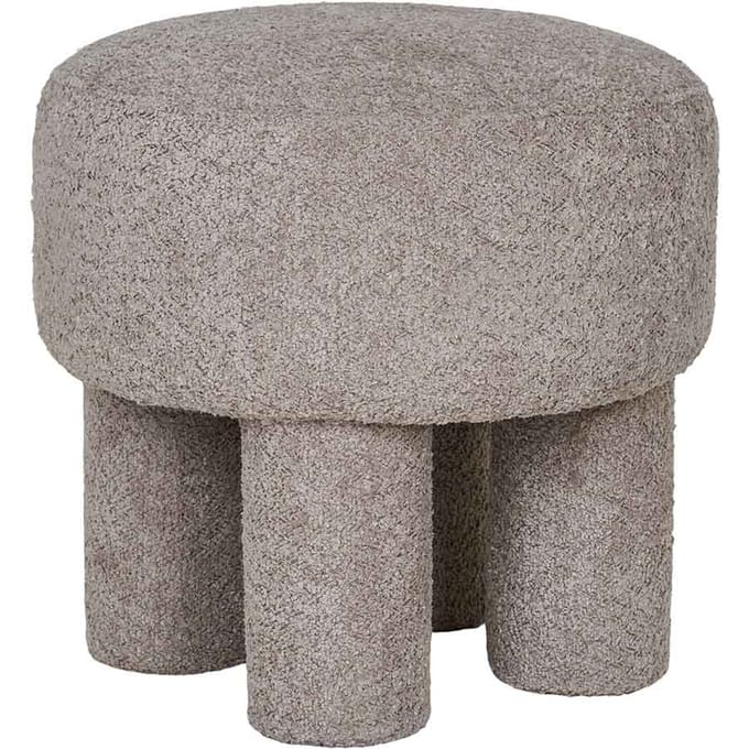 House Collection Bouclé Poef Ø 43 cm Ida Grijs