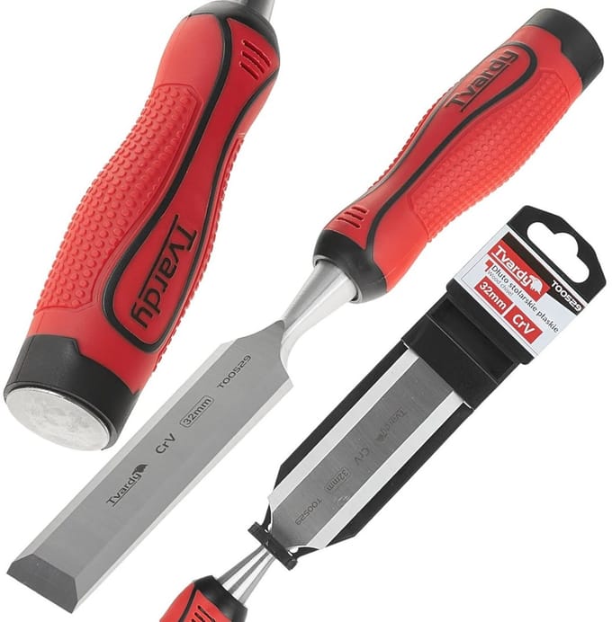 Tvardy Houtbeitel - Platte Snede - CrV Staal - 32 mm - Ergonomische Greep