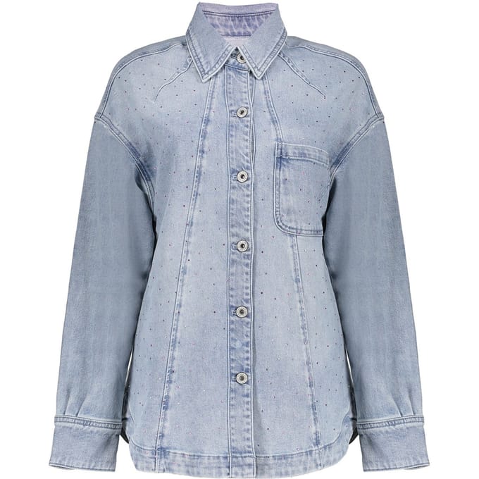 Geisha Jeans Overshirt Stones Bleached Denim Stones Größe: L | Business hemden Outlet | Damen | Blau