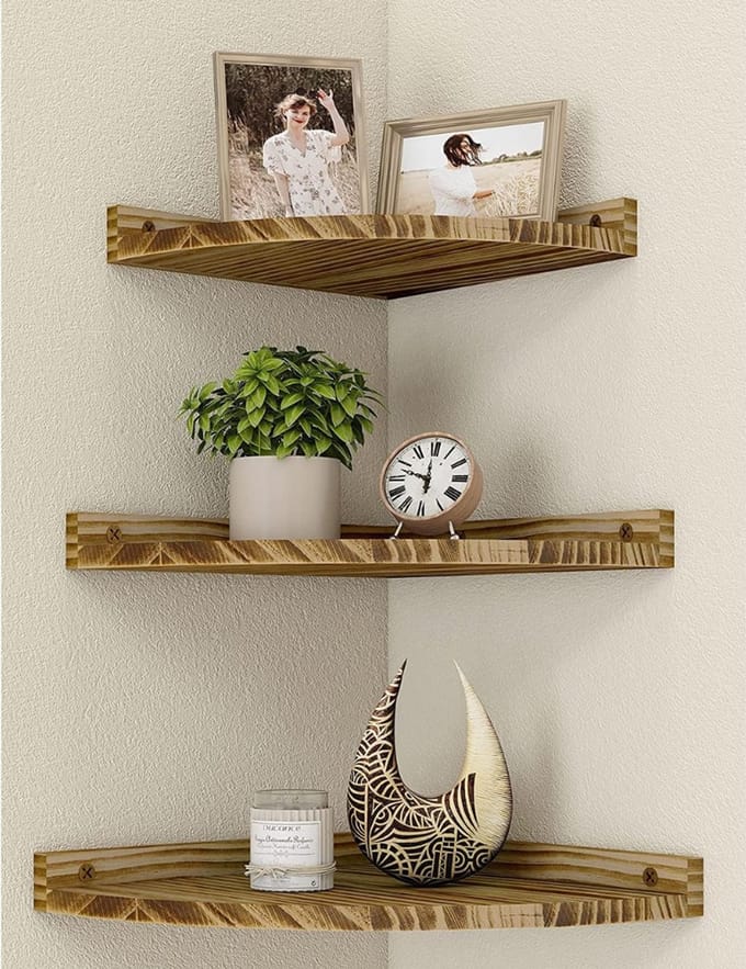 ZRSS® Hoekplank - Wandplank - Standplank Decoratief - Organizer voor Woonkamer en Keuken - 3-delige Set