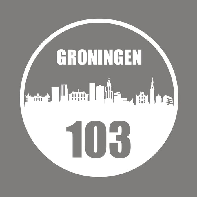 Groningen sticker met eigen huisnummer