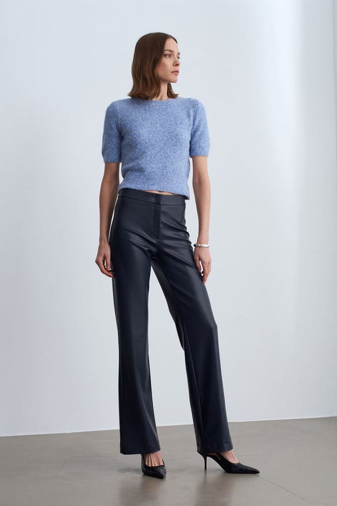 Dames Neplederen Flared Broek