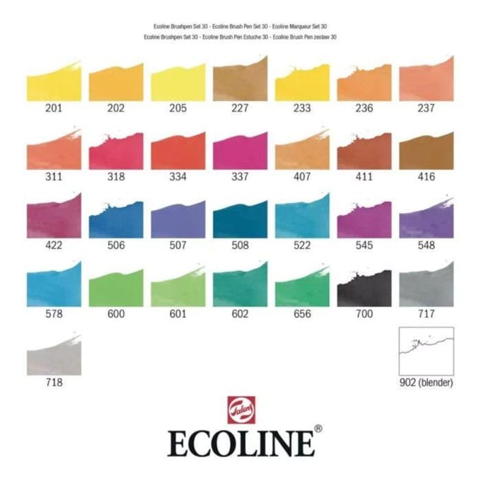 Bruynzeel Ecoline Brush Pen Set Primary 30 Colors