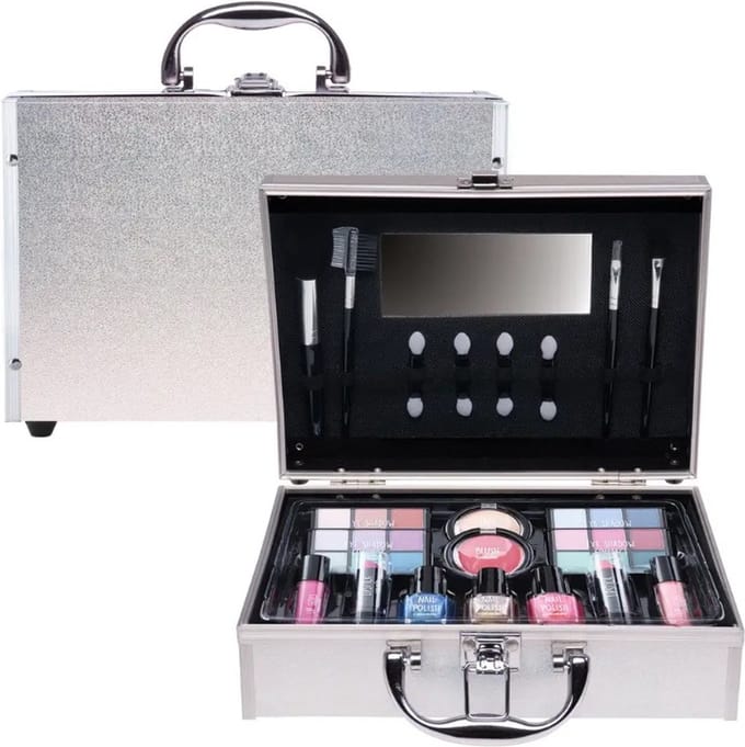 CASUELLE-Make up koffer Shiny Silver 41 delig