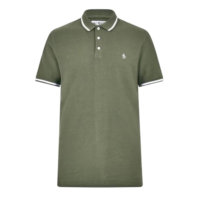 Original Penguin Heren Regular Poloshirt met Korte Mouwen (Druivenblad)