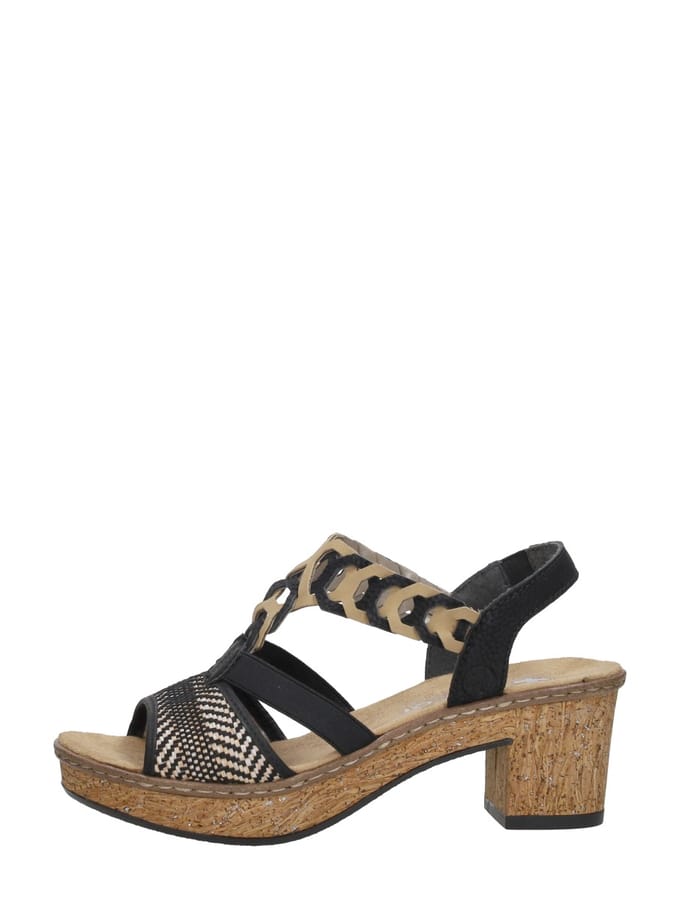 Rieker Sandalen met hak zwart Synthetisch - Dames - Maat 38