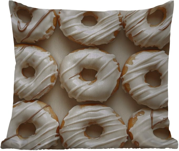 Tuinkussen - Donuts - Chocolade - Wit - Beige - 40x40 cm - Weerbestendig
