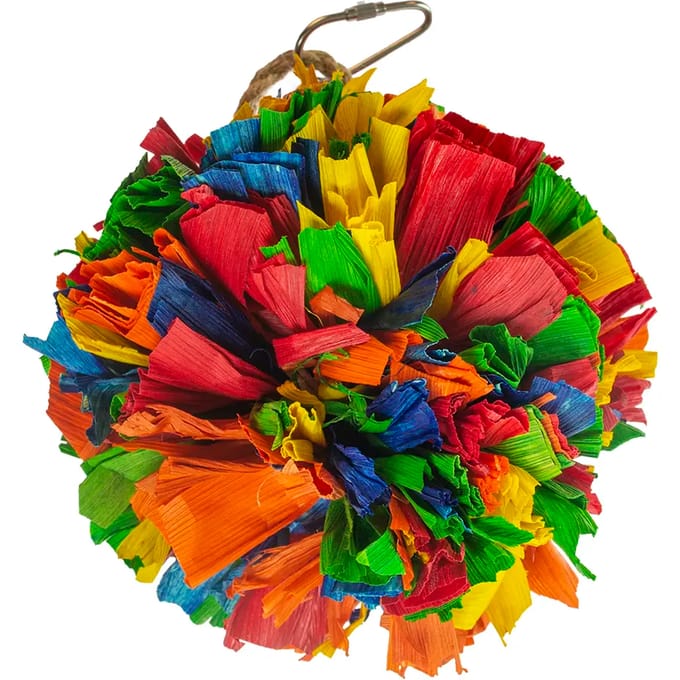 Duvoplus - Speelgoed Voor Dieren - Vogel - Kleurrijke Pompon Van Maisbladeren S - 12,7x7,6x7,6cm Meerkleurig - 1st