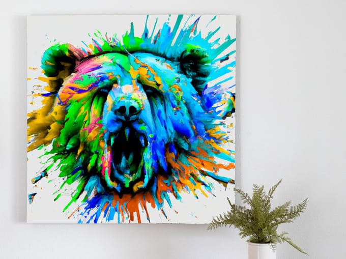 Rainbow bear burst | Rainbow Bear Burst | Kunst - 40x40 centimeter op Dibond | Foto op Dibond