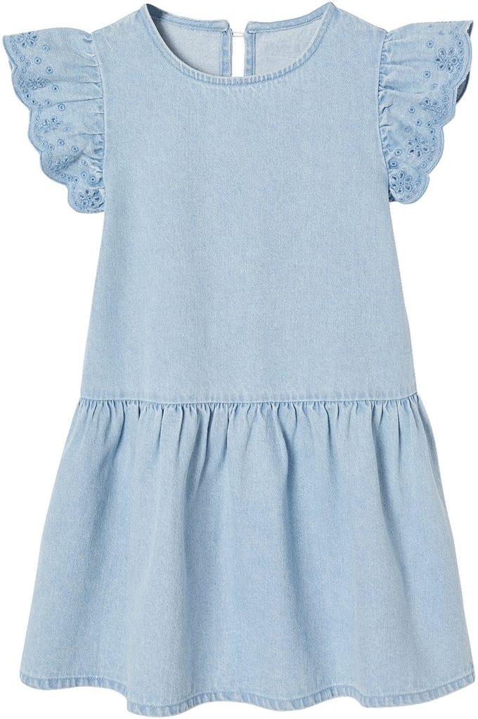 Vertbaudet Denim jurk voor meisjes met korte geborduurde mouwen