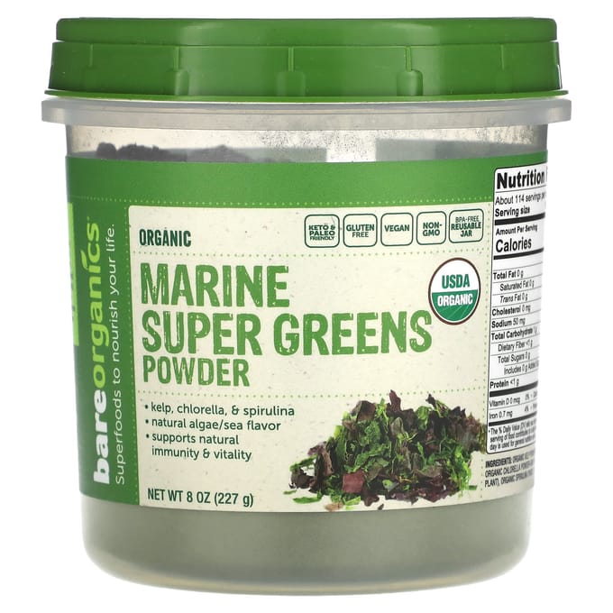 BareOrganics, Marine Super Greens Poeder, 8 oz (227 gr)