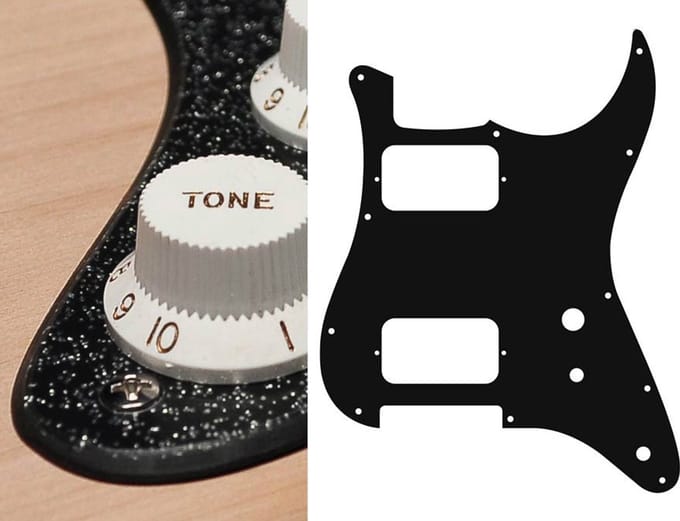 Boston ST-231-SBK pickguard, Stallion,HH, 2 pot holes, toggle switch, 2 ply, sparkling black