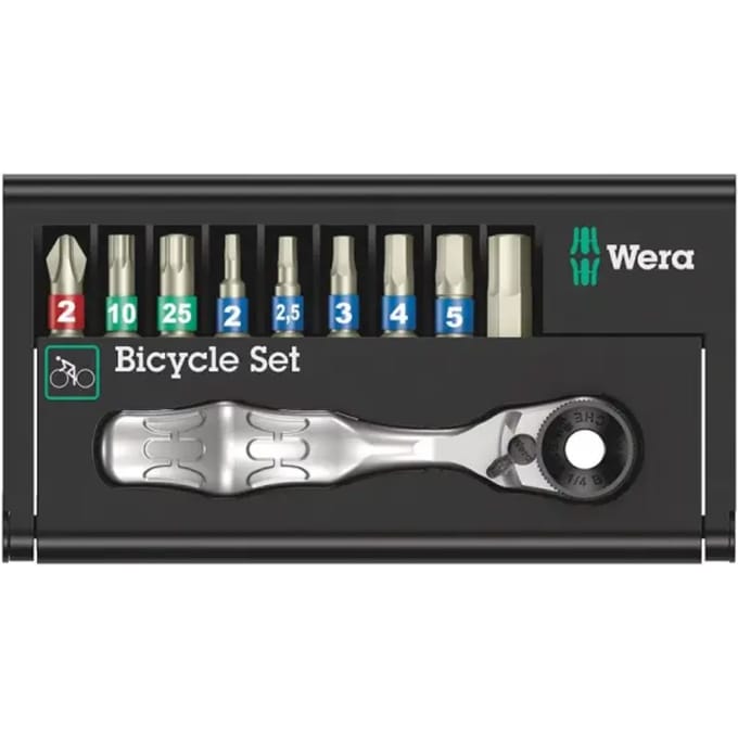 Wera Bicycle Set 9 05004177001 Bitset Kruiskop Phillips, Torx, Inbus, Buiten-vierkant Incl. ratel