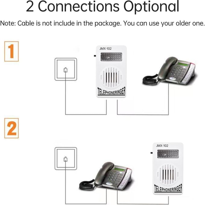 Luide Telefoonbel 70db Versterker Belhulp Stroboscooplicht Bel met Flitslicht Geschikt voor Vaste Telefoon 6P2C wit