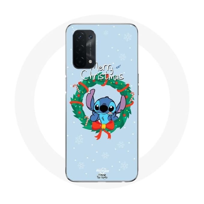 Coque pour Oppo A54 5G Stitch neige joyeux Noël bleu