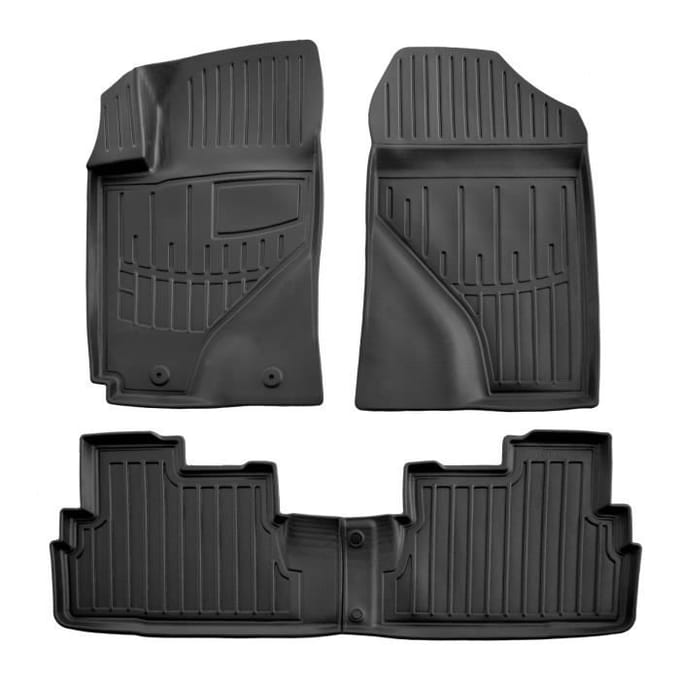 Tapis de sol 3D - SCOUTT - Toyota Corolla Verso 2004-2009 - Caoutchouc Premium - Noir - Sur mesure noir