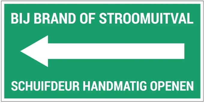 Schuifdeur handmatig openen links sticker | 40 x 20 cm